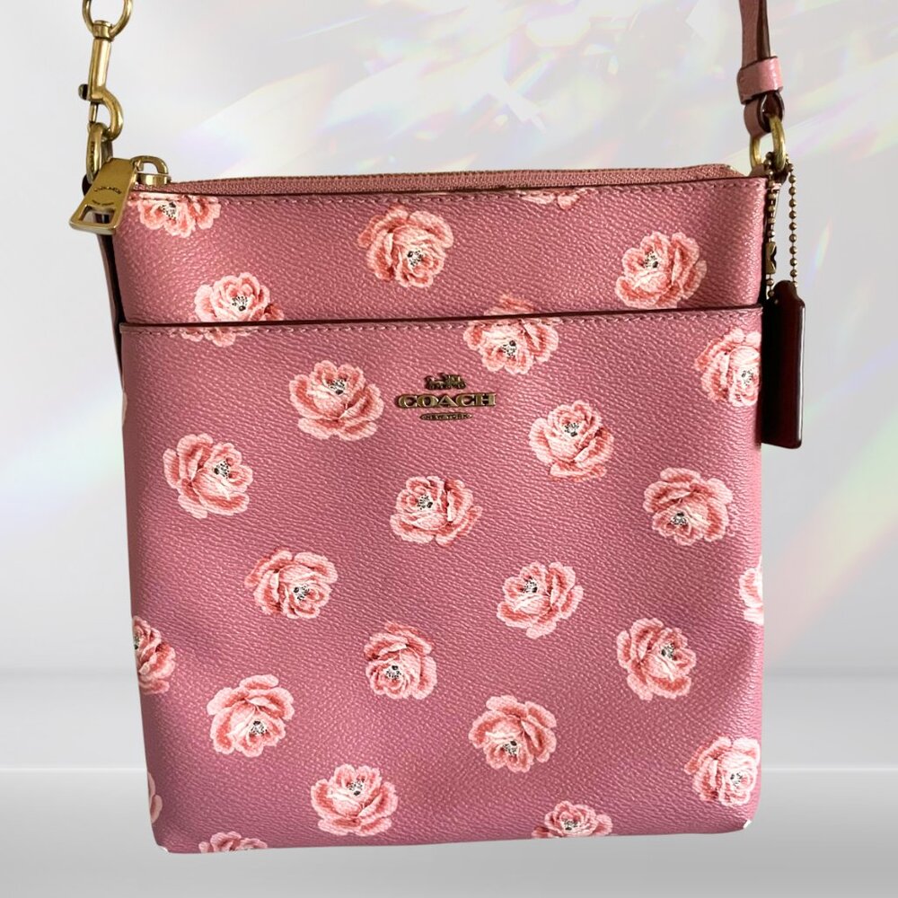 Coach Kitt Floral Print Messenger Crossbody Bag | Pink